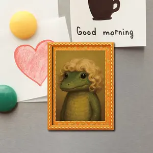 Vintage Style Crocodile Magnet, Cute Anthropomorphic Magnetic Decor, Personal Kitchen Message Magnet, Creative Noodle Head Magnet, Fun Home Decoration