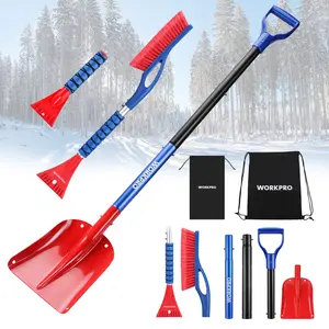 WORKPRO 27" Snow Brush and Ice Scraper for Car Windshield, Car Snow Brush and Ice Scraper with Foam Grip, 2-in-1 Detachable Snow Removal Tool, Storage Bag Included, 2 PC