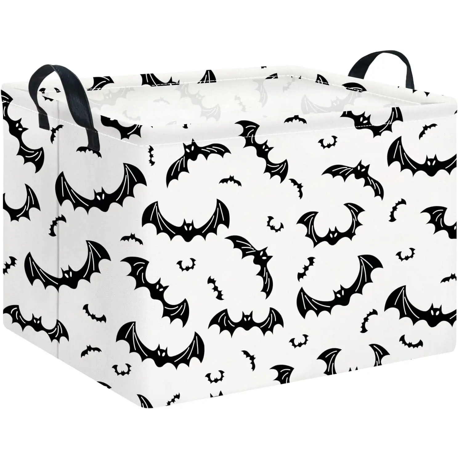 Rectangular  Basket Empty for Halloween,  Storage Basket with Handles, Books Box, Room Decor(Black Bat), Closet Organizer, Organizer Storage