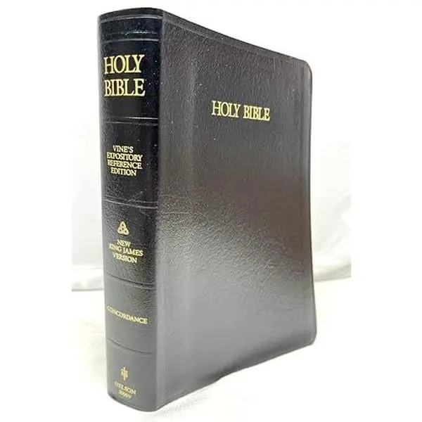 Used NKJV Holy Bible - Nelson Regency 3005 Reference Edition, Black Genuine Bonded Leather, English Language, Good Condition, Dust Cover, Old Testament