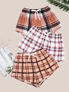 3Pcs.Women's Heart Print Elastic Waist Shorts Pyjama Set, Casual Comfy Shorts Set, Ladies Soft Sleepwear for All Seasons