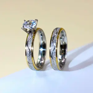 2 pcs/set fashion rings for women, stainless steel, suitable for daily wear, party, birthday, wedding ring, Valentine's Day jewelry gift