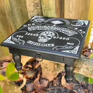 Wood Pendulum Dowsing table with drawer, Laser engraved 12" Ouija Board