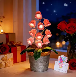 Mother's Day Gift | Handmade Crocheted Lily of the Valley LED Warm Light Lantern, Cute Bedside Desk Home Ornament, Premium Gift for Mom with Exquisite Bonus Present