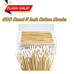 600 Count 6 Inch Cotton Swabs – Round & Pointed Cotton Buds with Sturdy Sticks, Lint-Free Q Tips for Makeup Application, Eyelash Cleaning, Nail Art, and Skincare Precision