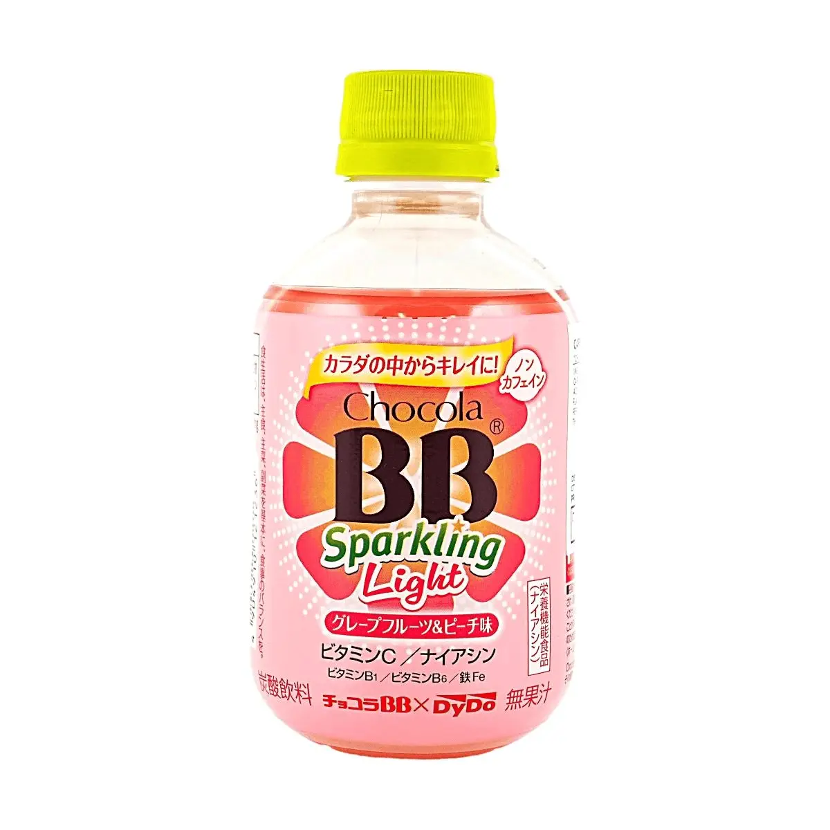 DYDO CHO X COLA BB Vitamin C Niacinamide Sparkling Water - Grapefruit Peach Flavor 250ml | Caffeine-Free B Vitamins & Iron Supplement