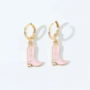 Western Cowboy Boots Dangle Earrings High Heels Hoops Earrings for Women Party Wedding Jewelry Accessories