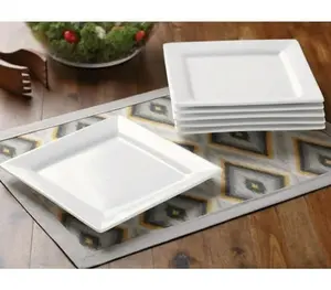 Square Porcelain Salad Plates, White, Set of 6