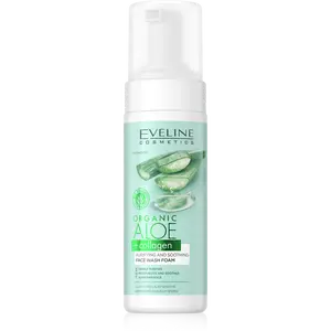 Eveline Cosmetics Organic Aloe + Collagen Soothing, Moisturizing Skincare Face Wash Cleansing Facial Foam Flower Plant