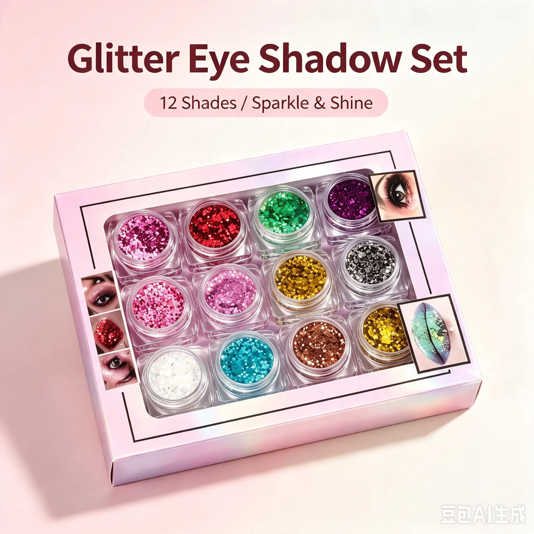 Glitter Eyeshadow & Body Gel Set, Multi-Color Chunky Sequins Eye Glitter, Self-Adhesive Shimmer Face Lip Body Glitter Gel for Stage Makeup, Cosplay, Party Festival Eye Makeup