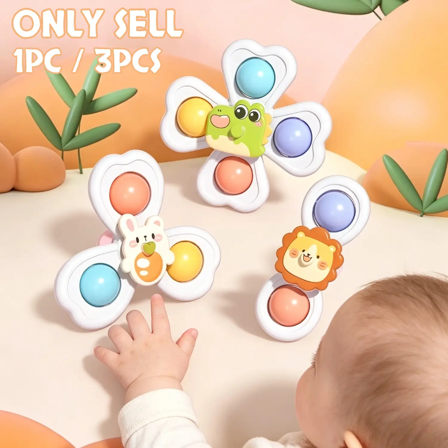 3pcs/1pc suction cup spinning top teaching aid Bunny, Sensory Spinner, a product for exercising children's fingertip sensory skills, educational supplies and early learning materials for children, birthday gift for boys and girls