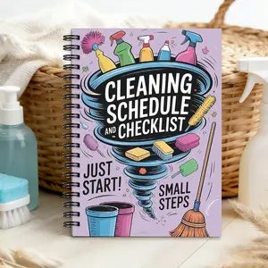 ADHD Comfortable Home Relaxation, Spiral Notebook, with Fun Cleaning Schedule and Checklist - ADHD Theme, Suitable for Housework, Office, and Personal Organization, Weekly Planner | Fun Cover Design | Durable Spiral Binding, Cleaning Book