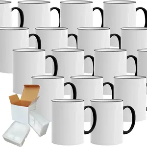 24 Pcs Ceramic Sublimation Mug: Rim Handle with Foam Support Shipping Boxes Bundle