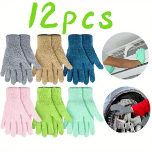 6 Pairs Microfiber Dusting, Dusting Cleaning Gloves, for Plants House Blinds Car Dust Mitt