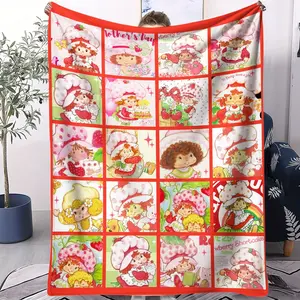Strawberry Girl Printed Pattern Blanket, suitable for all seasons, suitable for beds, sofas, cars, room decorations, and gifts, suitable for children or adults