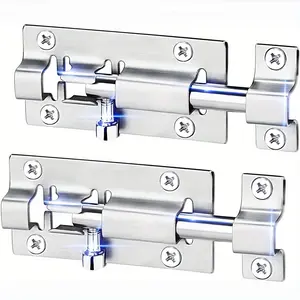 2pcs Barrel Bolt Latch, Thickened Stainless Steel, Door Slide Lock, Brushed Finish, Durable Security Accessory, Secure Latch Closure