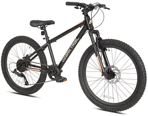 24" Ozark Trail Vibe Mountain Bicycle, 8 Speed, Black, Fits Riders 4'6" - 5'6", Teen