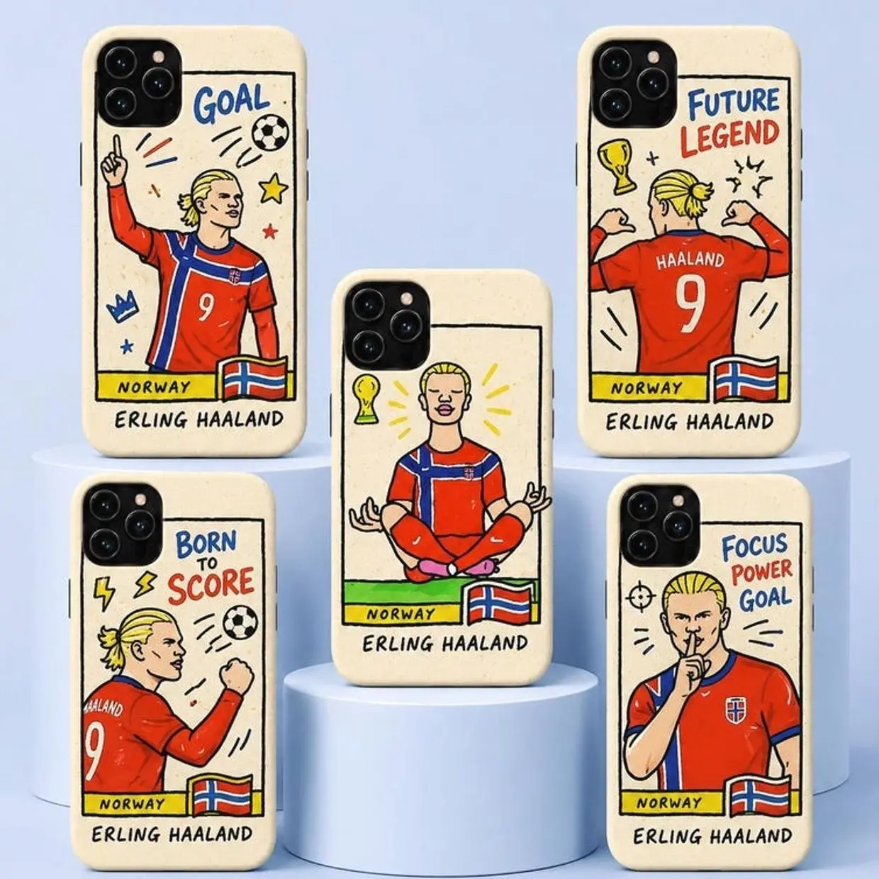 Football Player Phone Case, Erling.Haaland Inspired Cover Compatible with iPhone X, 11, 12, 13, 14, 15, 16, 17 Plus Pro Promax & SS Galaxy S21-26 Series