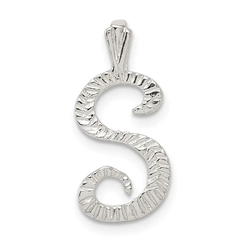 Sterling Silver Letter S Initial Chain Slide Necklace Personalized Gift Women