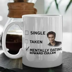 Twilight Coffee Mug, Mentally Dating Edward Cullen Mug, Twilight Mug, Edward Cullen Coffee Cup, The Twilight Merch, Vampire Lover Gift, 11 oz White Ceramic Mug
