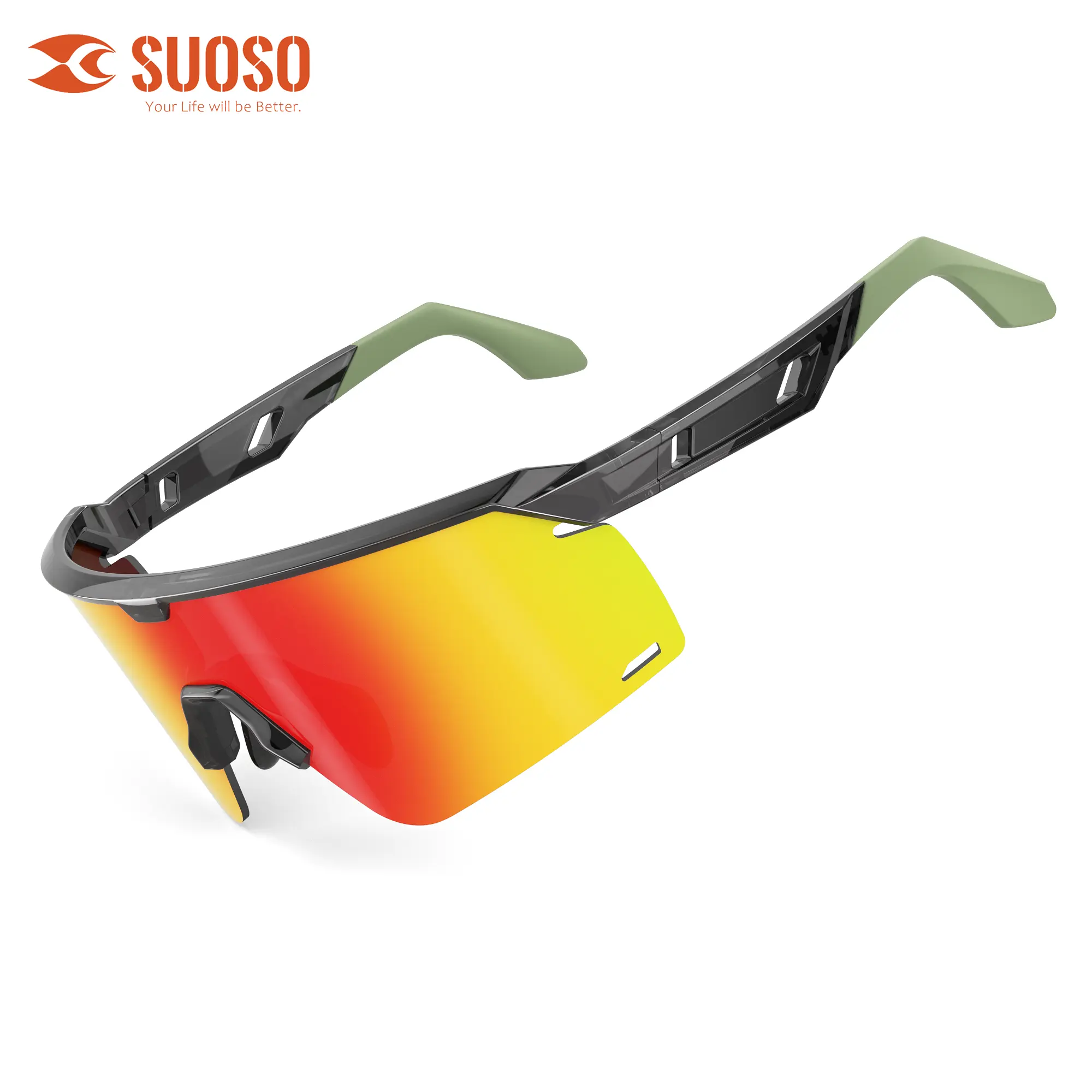 Occhsouo Professional Outdoor Sport Sunglasses - Biker Men's Sunglass, Sportive Eyewear for Men, Youth for Cycling, Baseball, Outdoor Sport Sunglass, Sportive Sunglasses