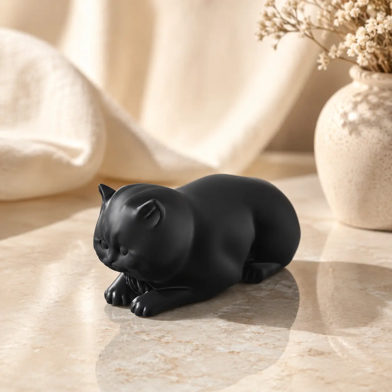 3D PLA Printing Cat Loaf Mode Figurine - Sturdy, Customizable, Smooth Plastic Decorative Shelf Home Decor, Desk Gift for Cat Lovers