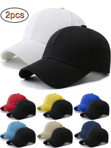 2Pcs-Lightweight Breathable Outdoor Sports Casual Baseball Cap, Protective Upf Protection, Adjustable Elastic Strap, All-Season Comfort, 2 Pack