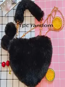 Fashionable Fall Winter New Valentine's Day Theme Soft Solid Color Plush Ball Pendant Heart Zipper Women's Shoulder Bag, Ideal Gift for Girlfriend