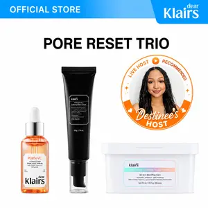 [Dear Klairs Official] Destinee's Pore Reset Trio [Esthetician's Choice] | Host's Choice Bundle: Midnight Blue Water Gel Cream & Vitamin PDRN Bouncy Pore Serum & Vitamin Skin Prep Toner Pads | Hydration, Skin Barrier, Brightening, Pore Tightening