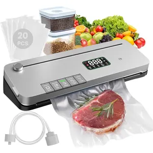 Vacuum Sealer Machine, 75KPa  Suction, Digital Timer, Built-in , Pulse Function, Dry & Moist Modes, External Vacuum for Jars & Containers, 20 Vacuum Sealer Bags Included