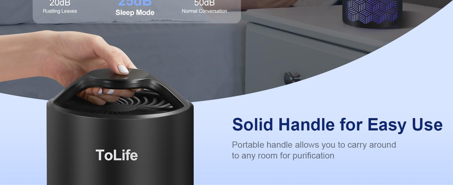 ToLife K1 Air Purifier: HEPA Filter for Pet Allergies & Dust! Portable, Baby-Friendly & Low-Noise Sleep Mode - Perfect for Home & Office