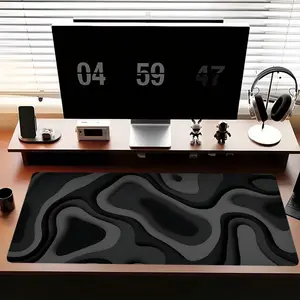 Black Gray Abstract Mouse Pad 1 pc Large HD Print Durable Locked Edges Non-slip Rubber Washable Pads 2-5mm for PC Office Computer Gamer Extra Long Computer Accessory for Gamer Stylish Study and Workstation Decoration Mats Playmat XXL Keyboard Desktop Mat
