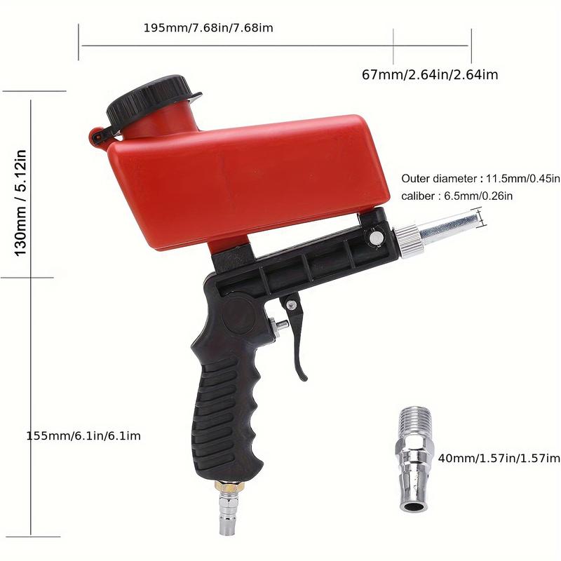 90psi Gravity Feed Sand Blaster Gun Kit - Hand Held Sand Blasting Spray Gun with 1 Nozzle Tips and Air Regulator Remove Paint, Rust, Stains, and Grime on Surfaces