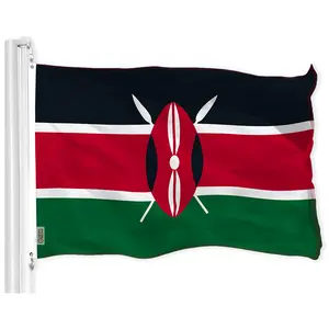 Kenya (Kenyan) Flag | 3x5 feet | Printed 150D, Indoor/Outdoor, Vibrant Colors, Brass Grommets, Quality Polyester, Much Thicker More Durable Than 100D and 75D Polyester