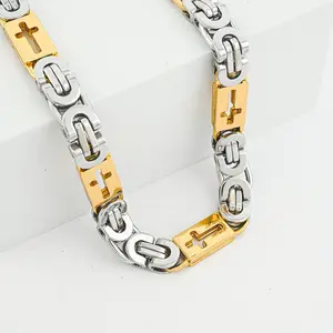 Cross Necklace in ION Plated Yellow Gold and Stainless Steel 22 Inches