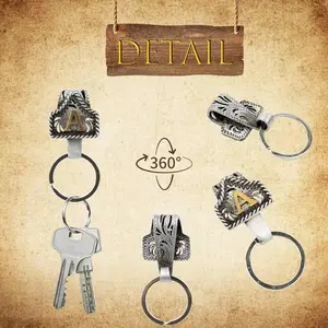 Vintage Western Cowboy Letter Keychain,Handmade Metal A-Z Initial Key Chain Clip,Personality key holder for Pocket&Bag