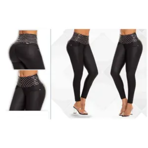 Slimming Black Stretch Pants with Silver Detailed Stripes