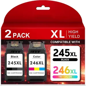 High-Yield PG-245XL CL-246XL Compatible Ink  Combo Pack [1 Black + 1 Color] - Replacement for  PIXMA TR4520, TS3320, MG2522, MG2525, MX490 Series Printer