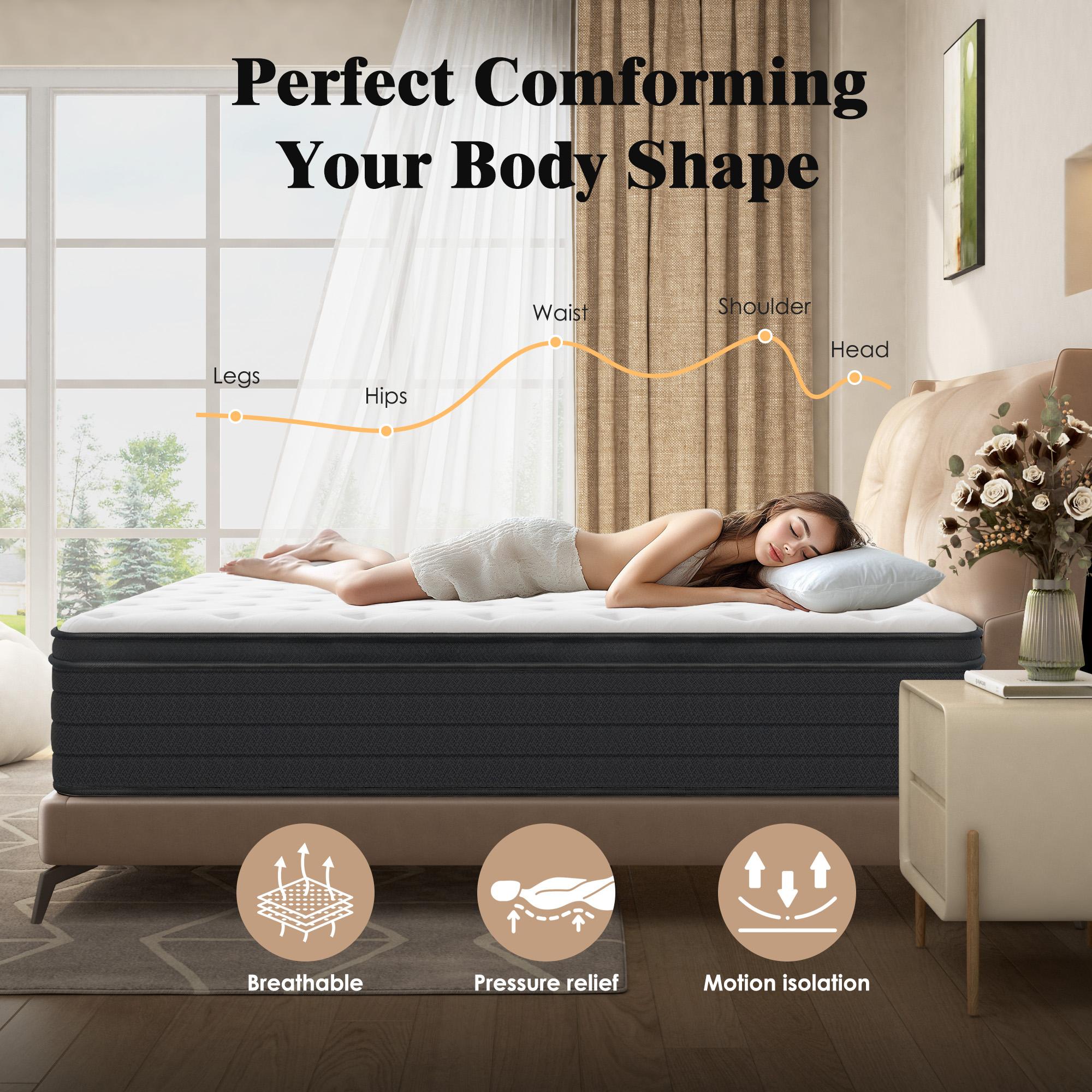 Nicole Selection Hybrid 10&12 inch Mattress with Gel Memory Foam and Individual Pocket Spring, Medium Firmness, Ergonomic Design-Twin/Full/Queen/King Size, H7B, For Christmas Gifts