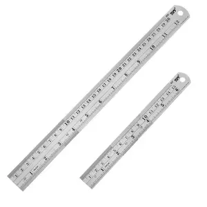 Heavy Duty Stainless Steel Ruler Set – 12 Inch (30 cm) & 6 Inch (15 cm) Metal Rulers, 100% Steel Straight Edge for Accurate Measurements