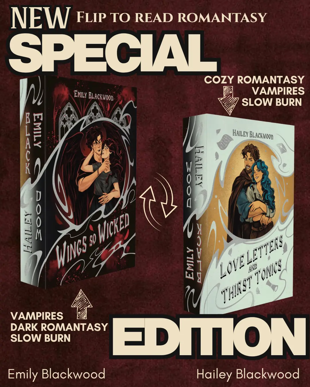 FLIP EDITION Vampire Romantasy (Wings So Wicked, Love Letters and Thirst Tonics) Book