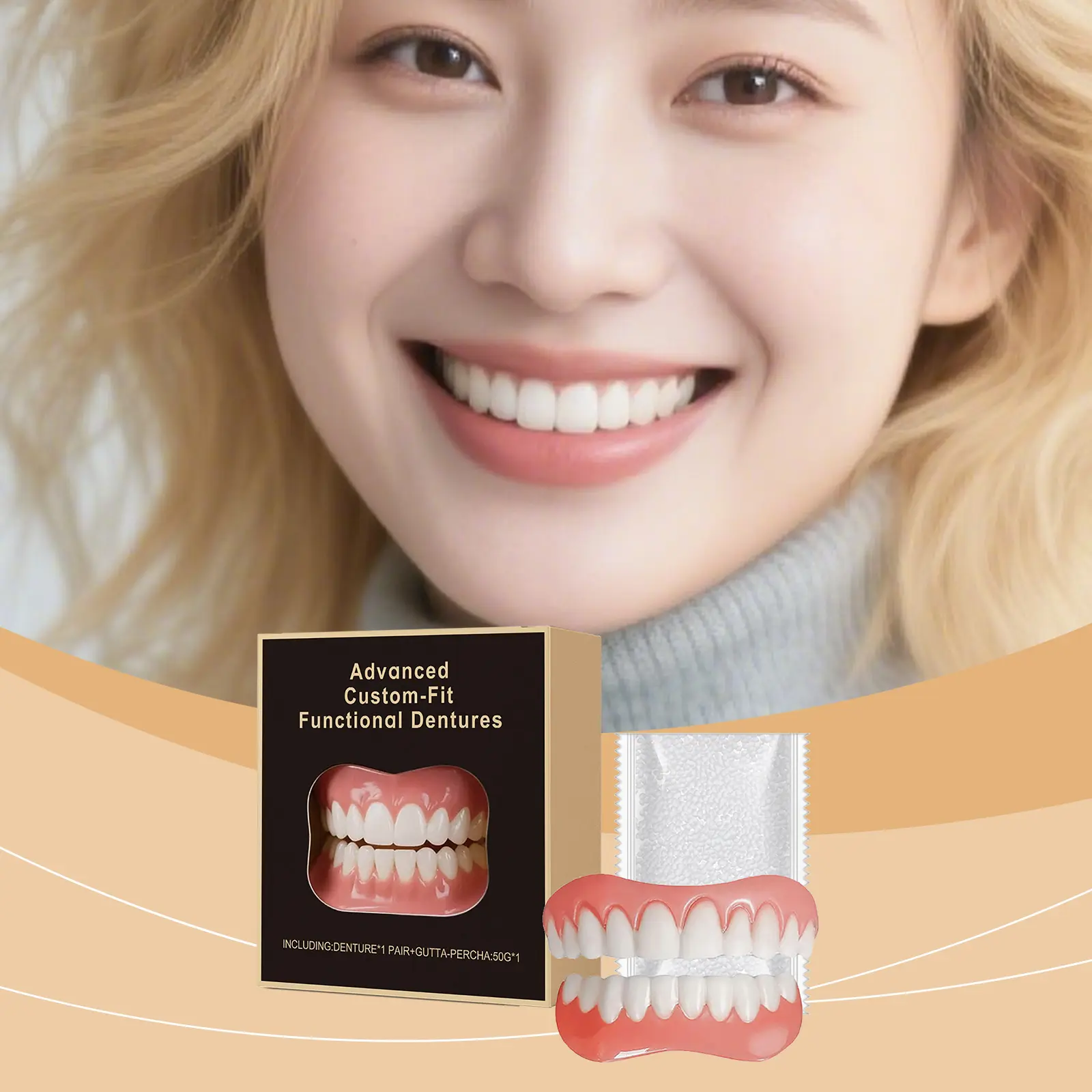 AMZ Temporary Tooth Decorative Set, Comfortable Oral Teeth Appearance Accessory, For Better‑Looking Smile Daily Dental Beauty Kit