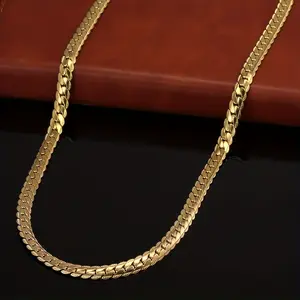 1pc Titanium Steel Golden Necklace - Men's Long Hip Hop Embossed Necklace, Stainless Steel Cuban Chain - Fashionable & Durable - For Men - Suitable for Festivals, Parties & Everyday Wear - Perfect Gift for Him