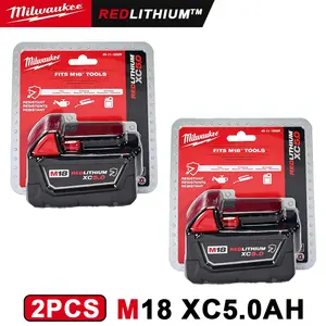 2-PACK MILWAUKEE 48-11-1850 5AH 18V M18 REDLITHIUM XC5.0 BRTTERY PACK
