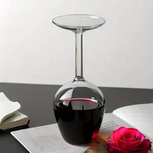 13.53oz Single Upside Down Wine Glass, Creative Inverted Design, High-Quality Crystal Clear Glass for Red Wine & Sparkling, Standout Party Cup