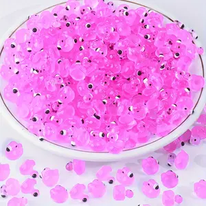 50PCS Mini Glow in The Dark Pink Duck Resin Charms for DIY Crafts, Slime, Scrapbooking, Hide-and-Seek Prank