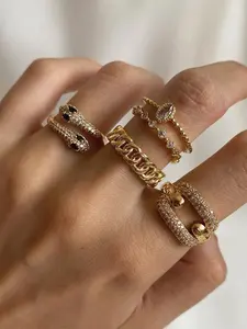Style Alloy Snake Ring Set, Unique Luxury Jewelry, Stacking Diamond Rings for Women, Fashionable Finger Accessories
