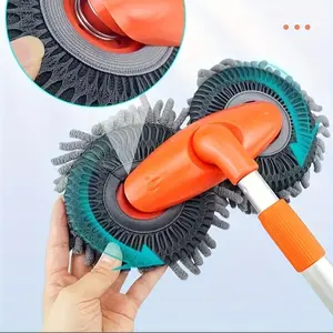 Double Head Mop Multi-Functional Rotating Soft Bristles Long Handle Detachable Extendable Mop, Non-Damaging Surface Cleaning Tool
