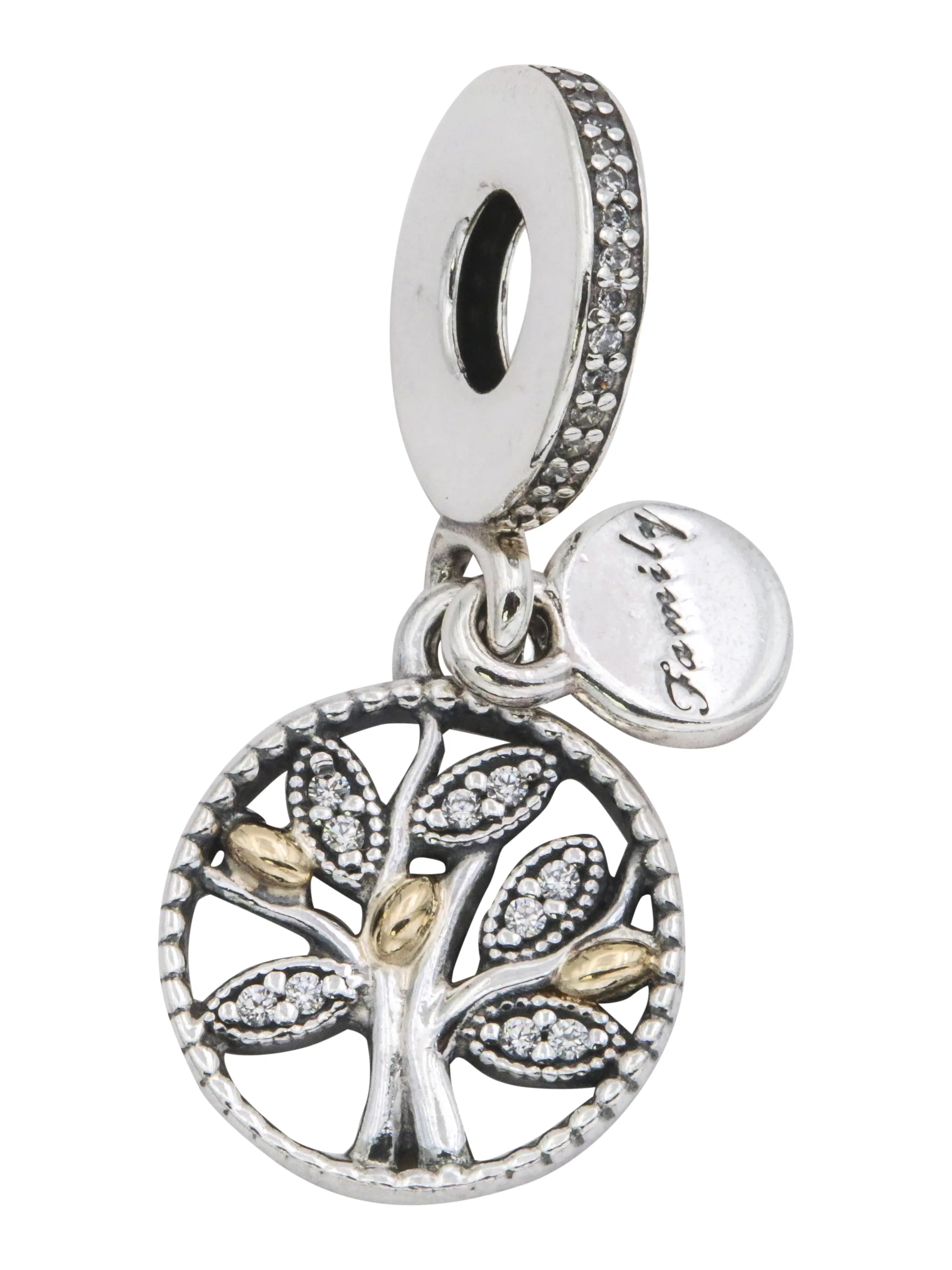 Pandora Family Heritage Pendant Charm - Silver, Family Tree, Personalized Jewelry, Hand-Finished - 791728CZ