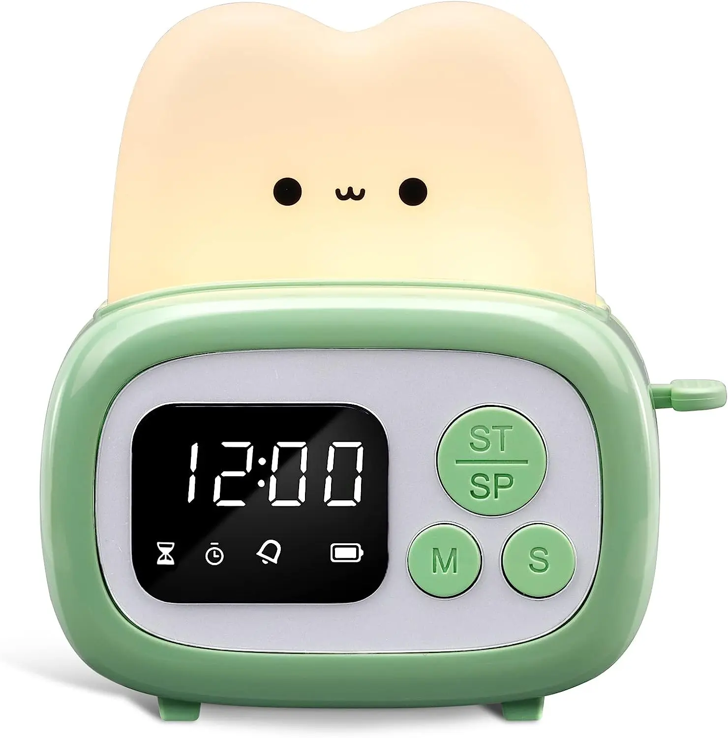 Small Timer Clock Toaster Lamp, Cute Night Light with Time Management Tool and Table Clock Alarm Digital Timer for Kids, ABS+PC Kids Lamp Birthday Gifts for Teen Girls Boys